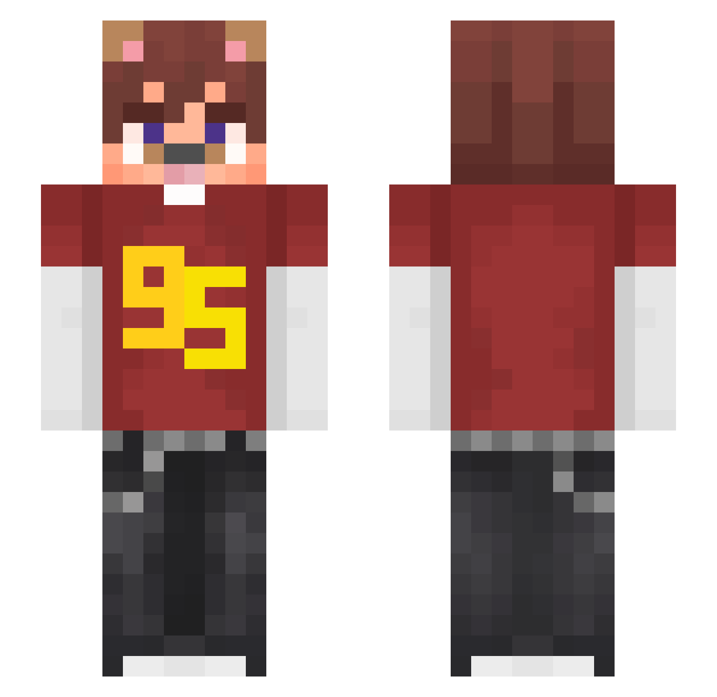 PreonixAbi Minecraft skin, front and back view