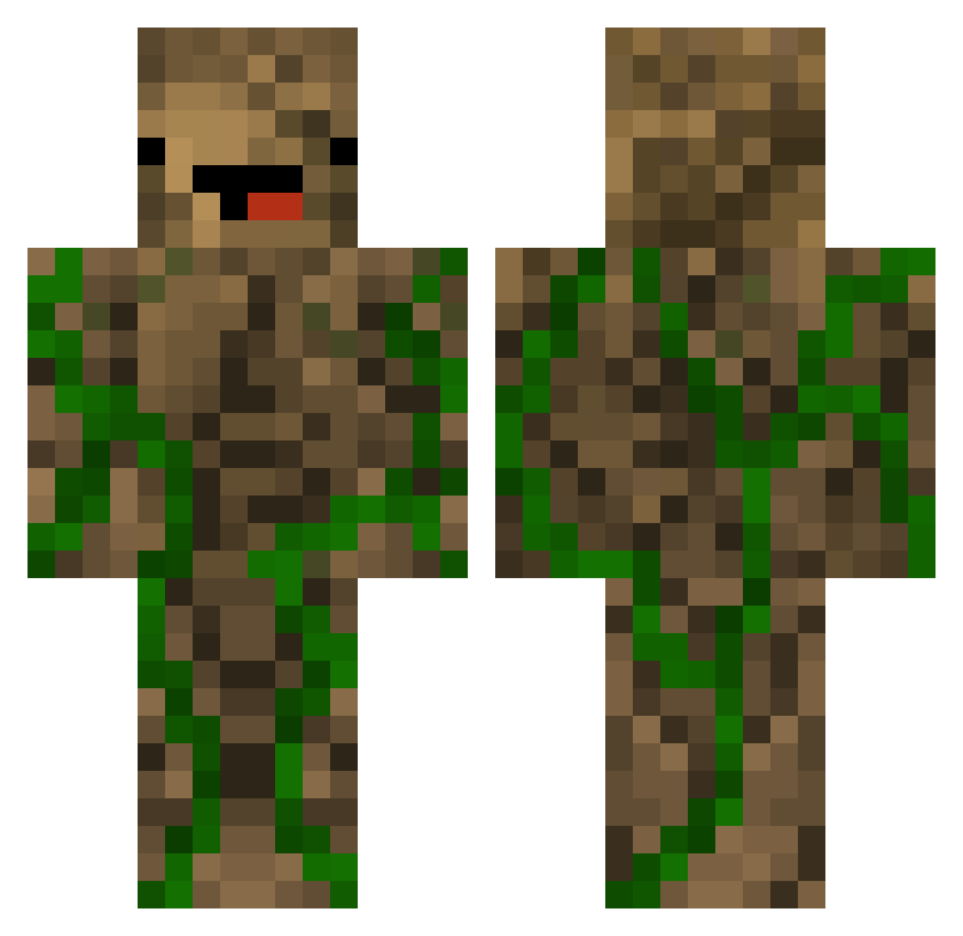 Necafu Minecraft skin, front and back view