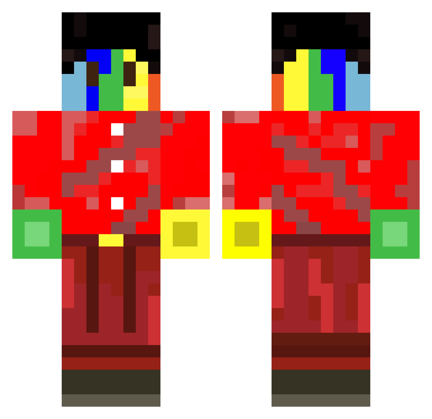 Koines Minecraft skin, front and back view