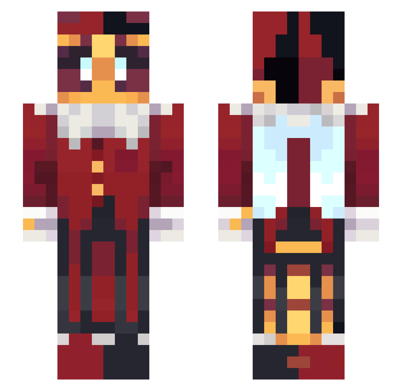 LunarRose333702 Minecraft skin, front and back view