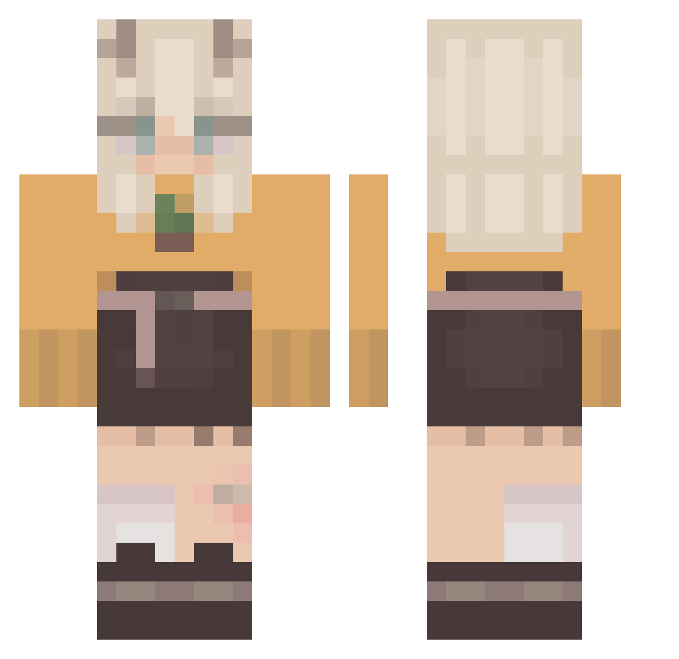 Yumelia Minecraft skin, front and back view