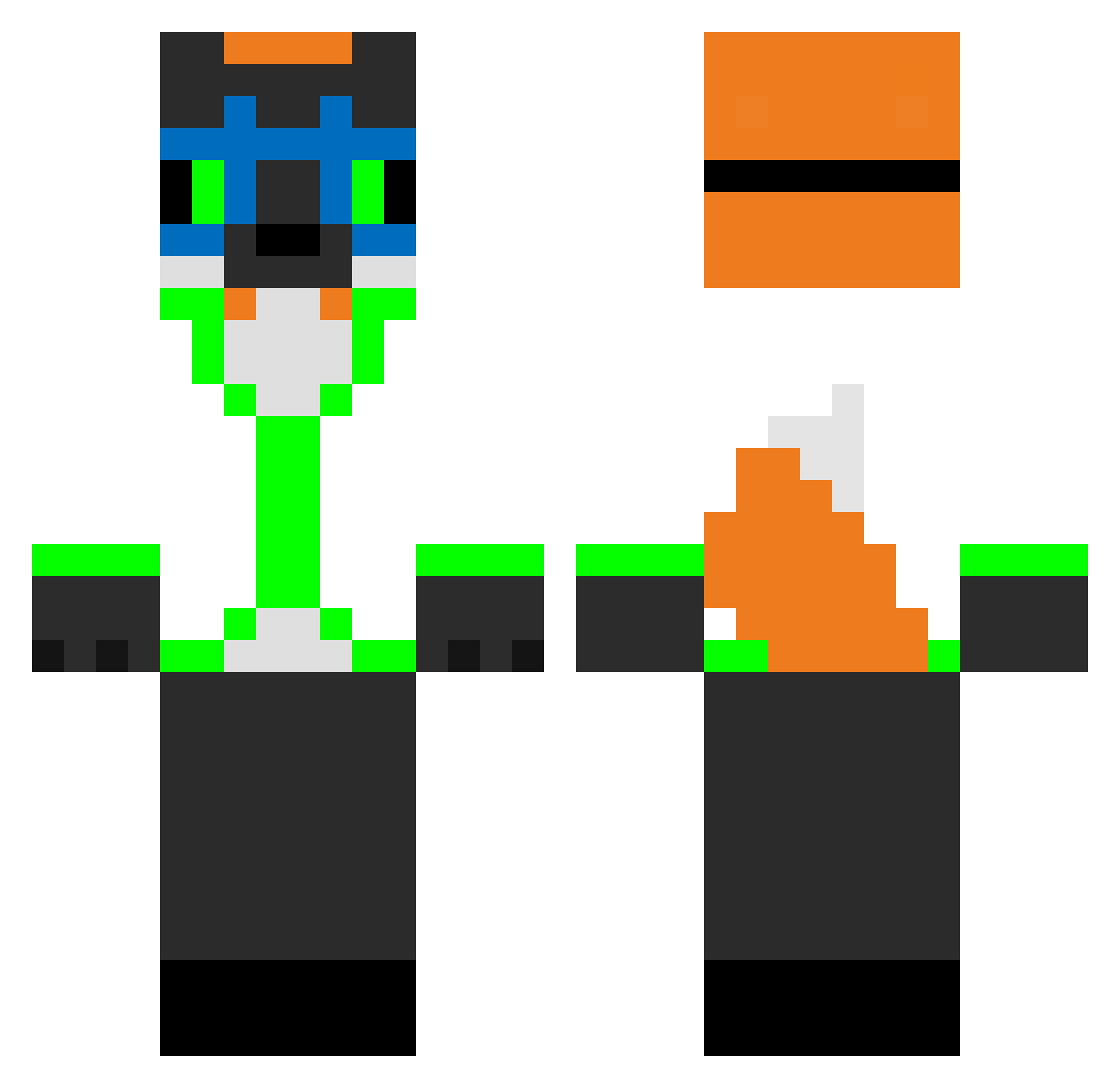 ScottieTheFox Minecraft skin, front and back view
