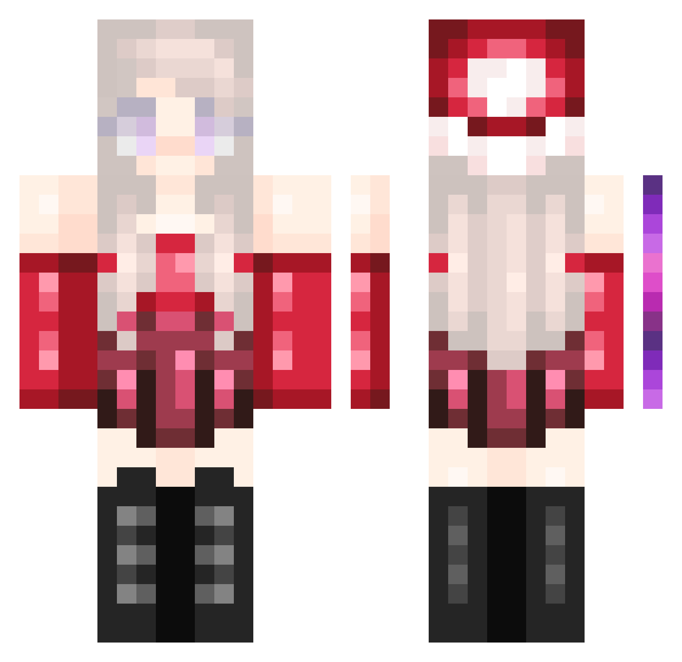 Ykious Minecraft skin, front and back view