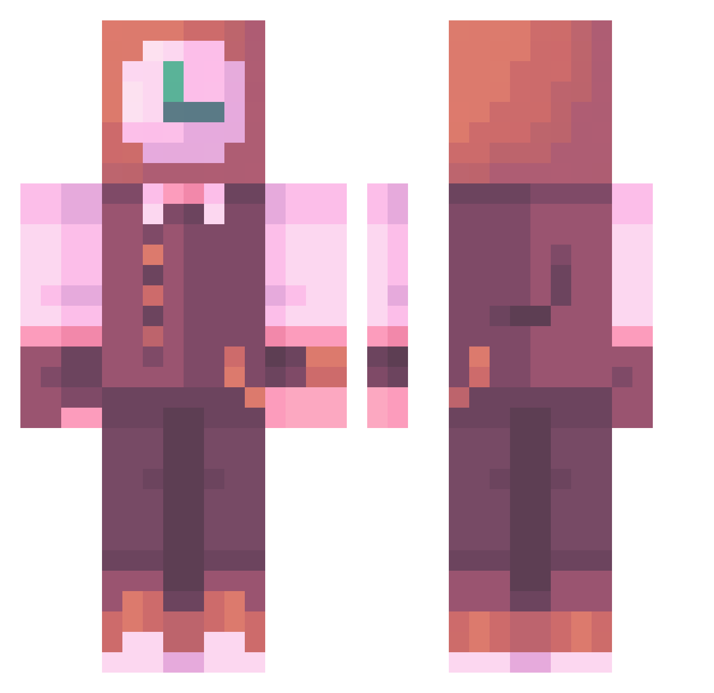 Numpys Minecraft skin, front and back view