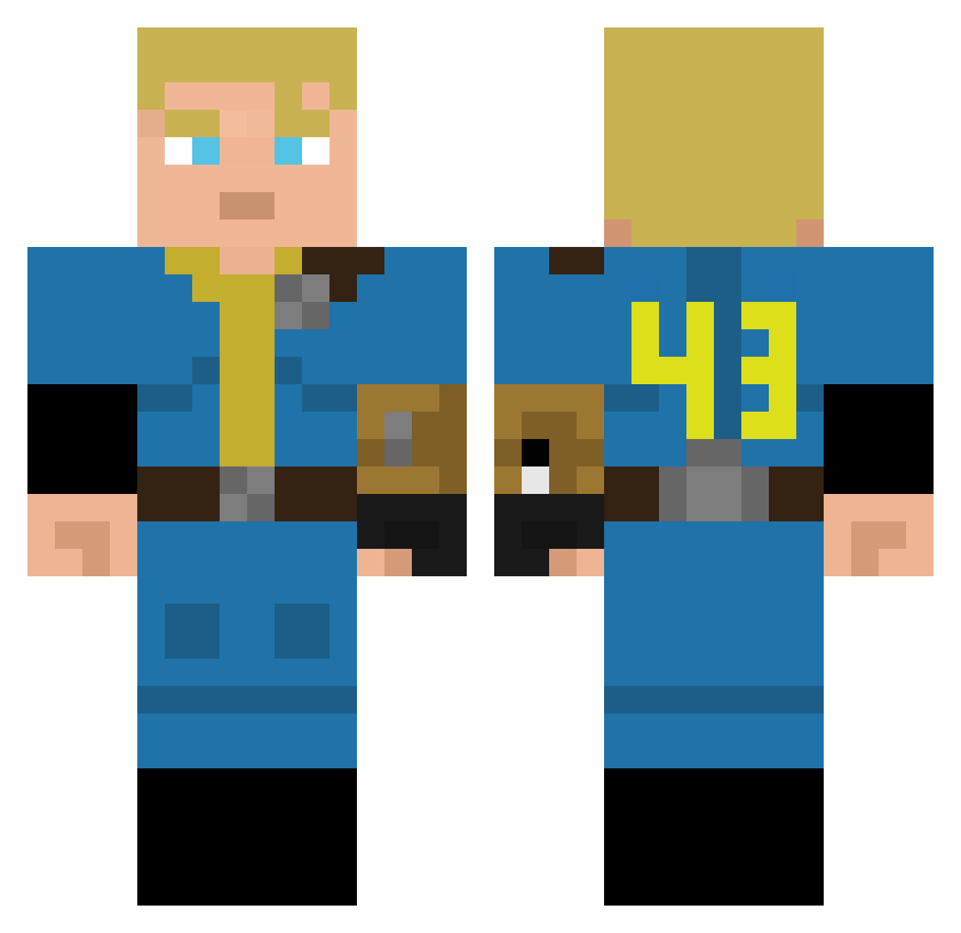 KRCASS Minecraft skin, front and back view