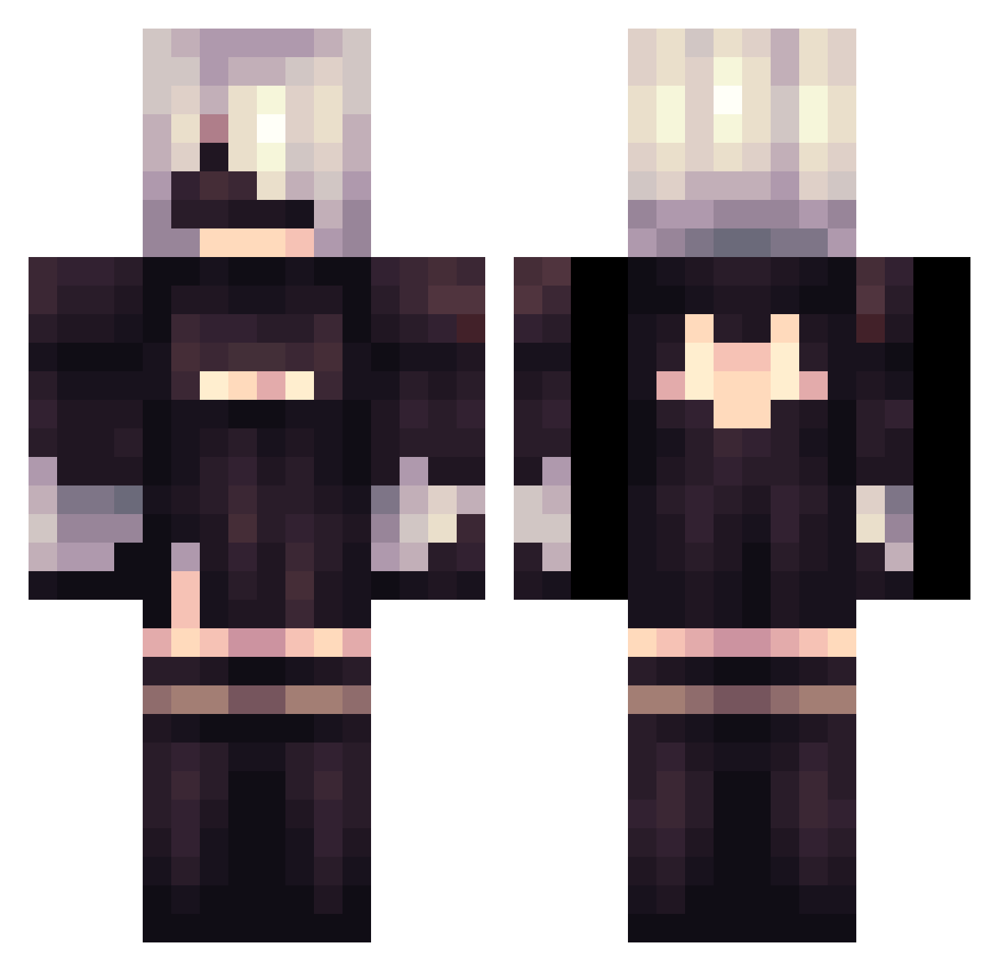 nychter Minecraft skin, front and back view