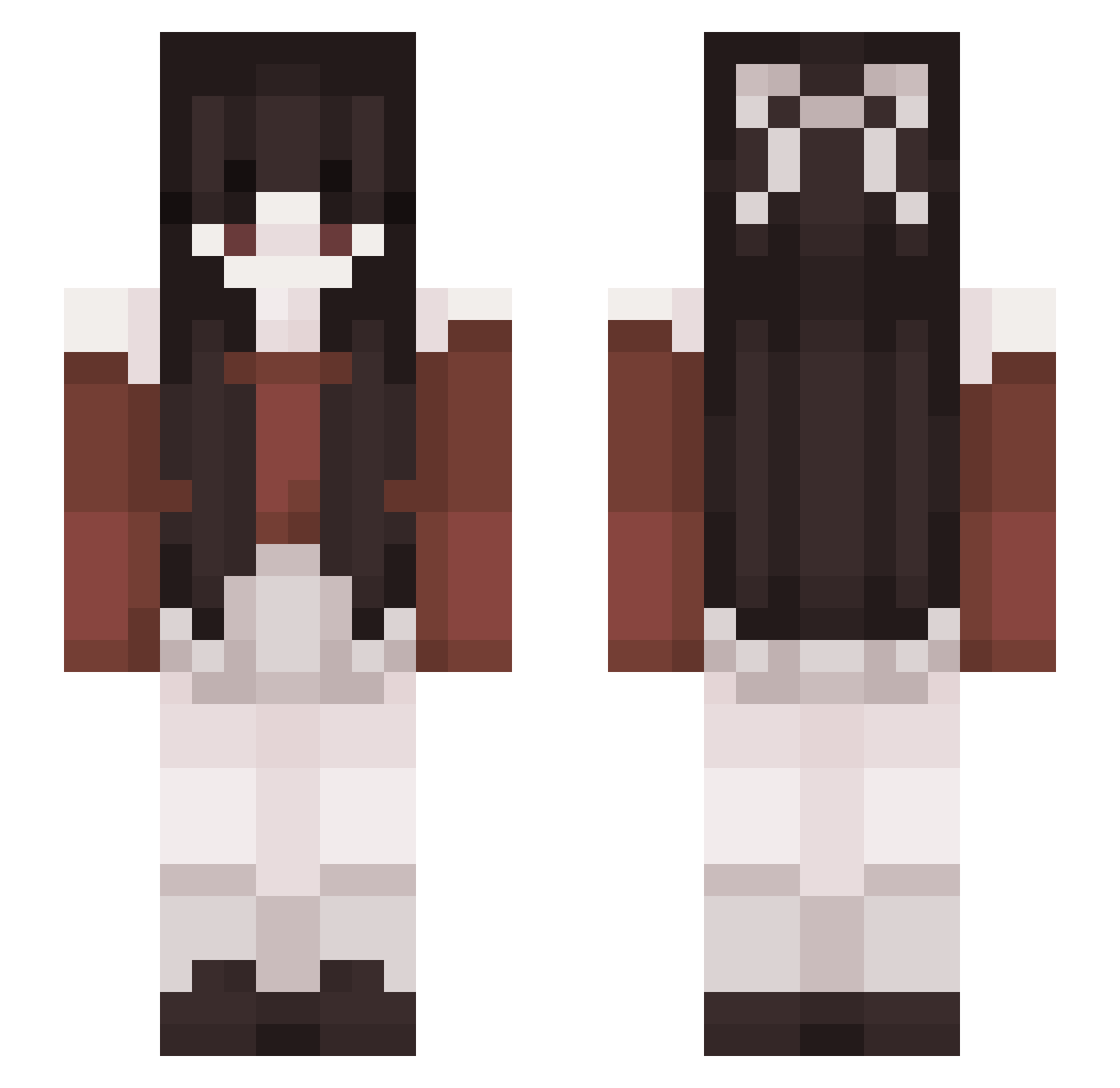 Yunnanensis Minecraft skin, front and back view