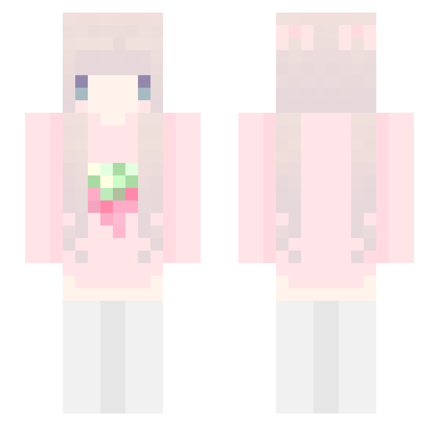 xsw1 Minecraft skin, front and back view