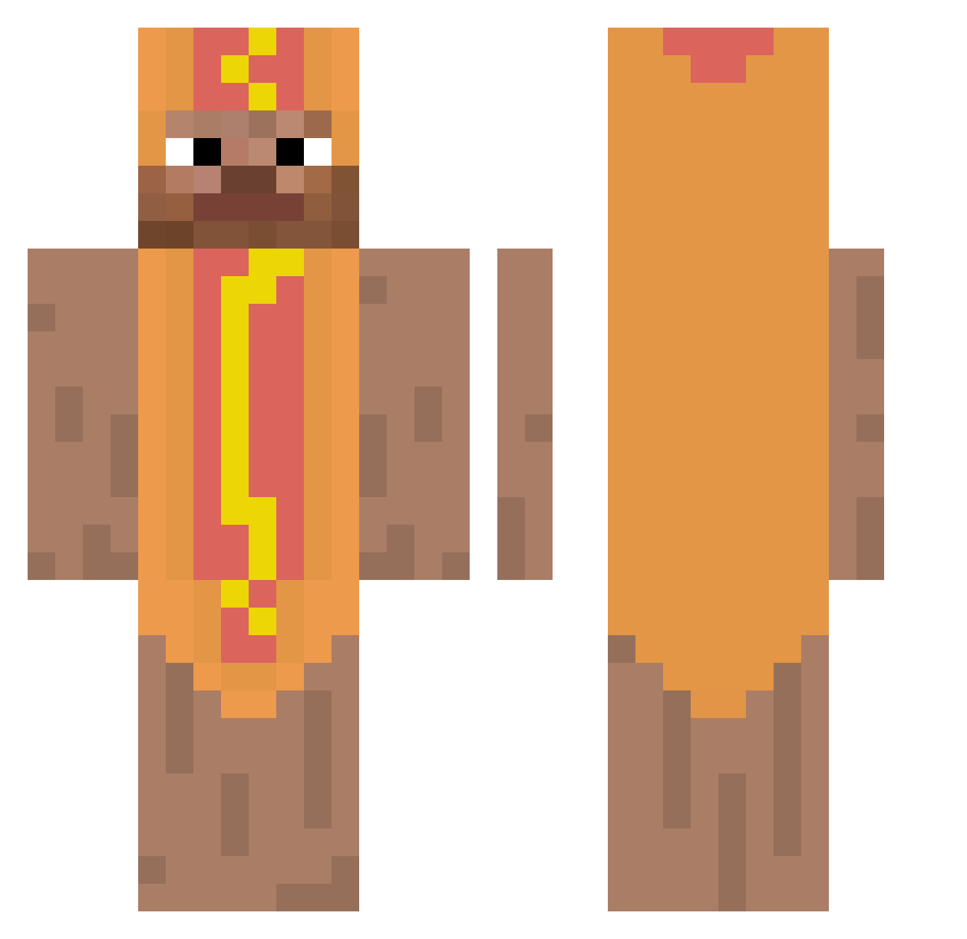 Play5 Minecraft skin, front and back view