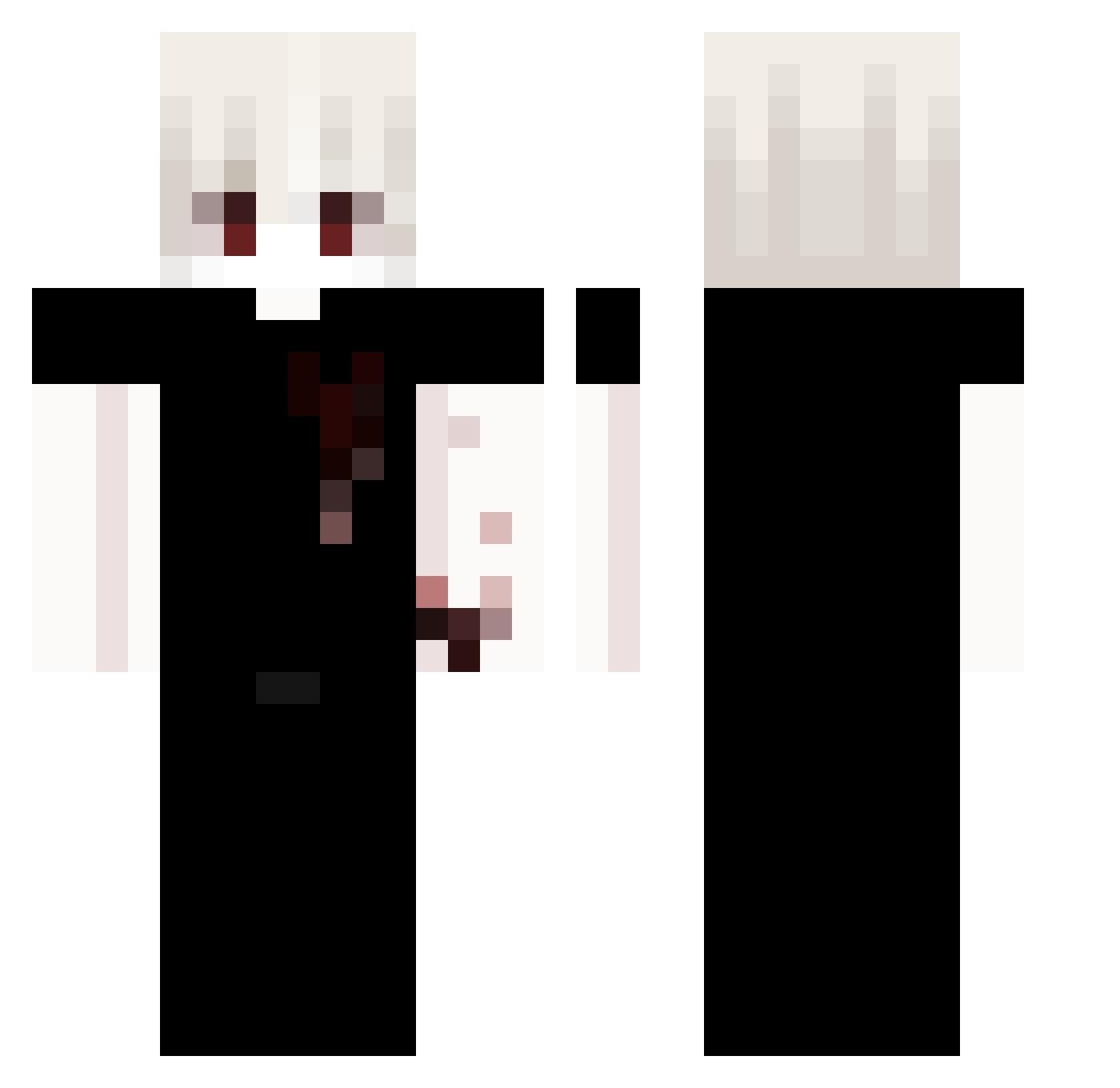 WhiteOFF Minecraft skin, front and back view