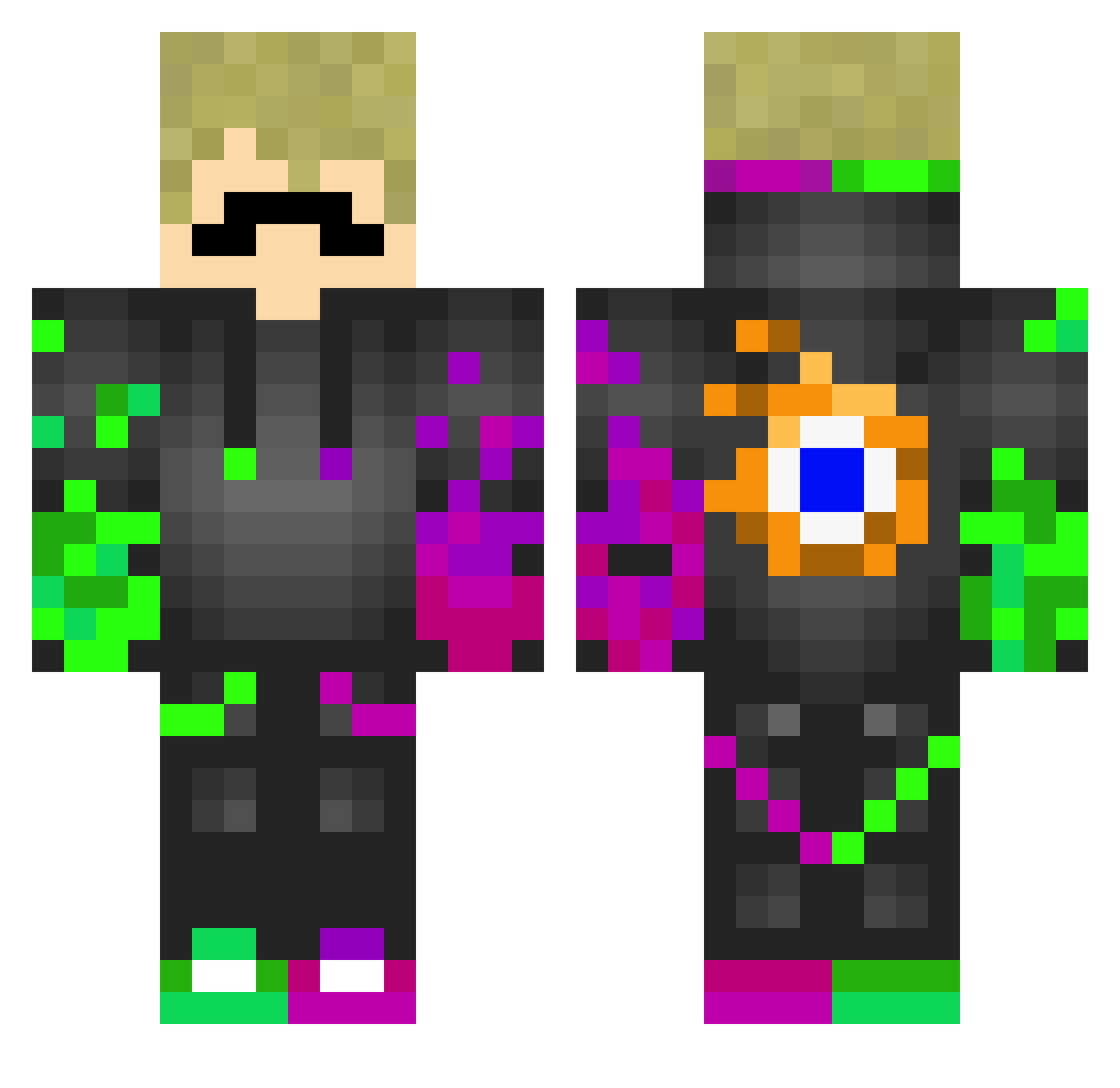 N0n3Xx Minecraft skin, front and back view