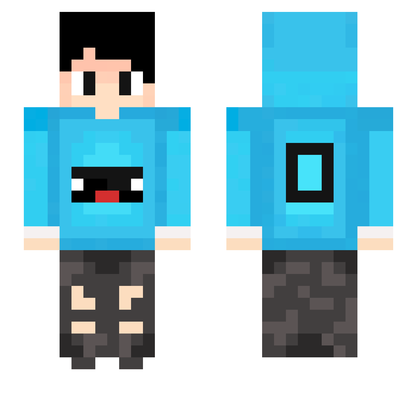 DM4D Minecraft skin, front and back view