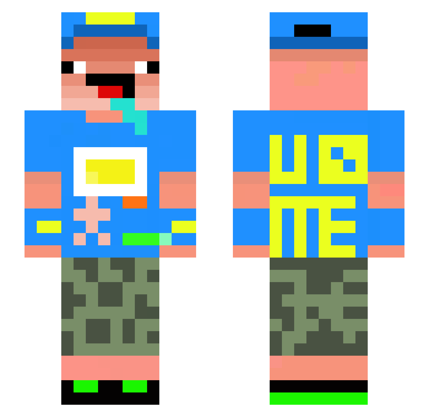 KeyBingChilling Minecraft skin, front and back view