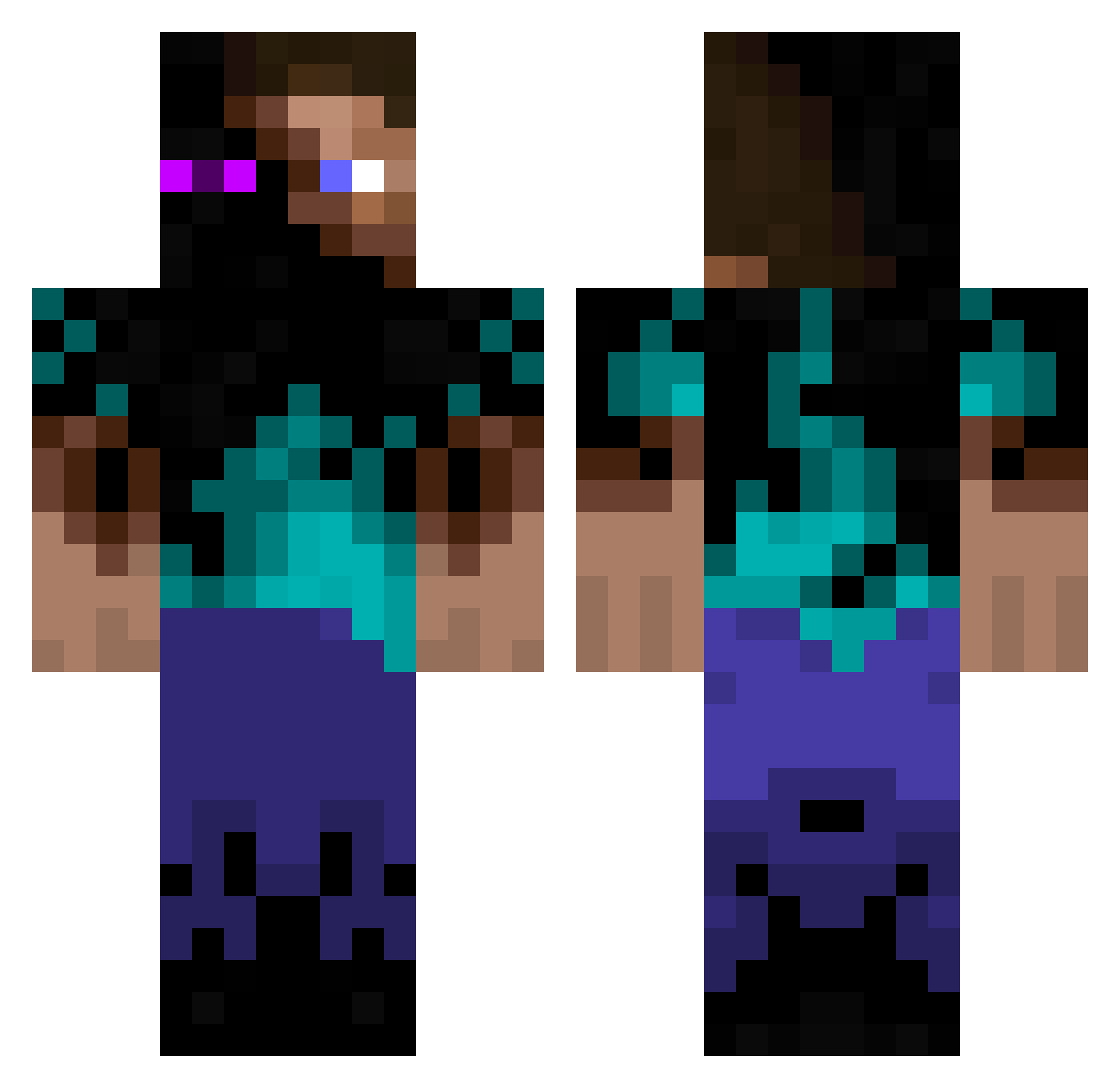 UsmelleikuFARTED Minecraft skin, front and back view
