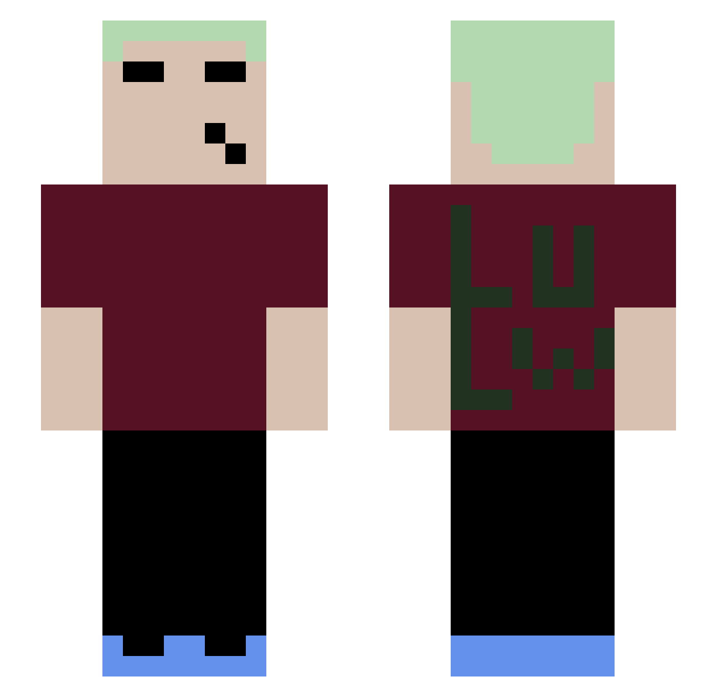 BulkGengar Minecraft skin, front and back view