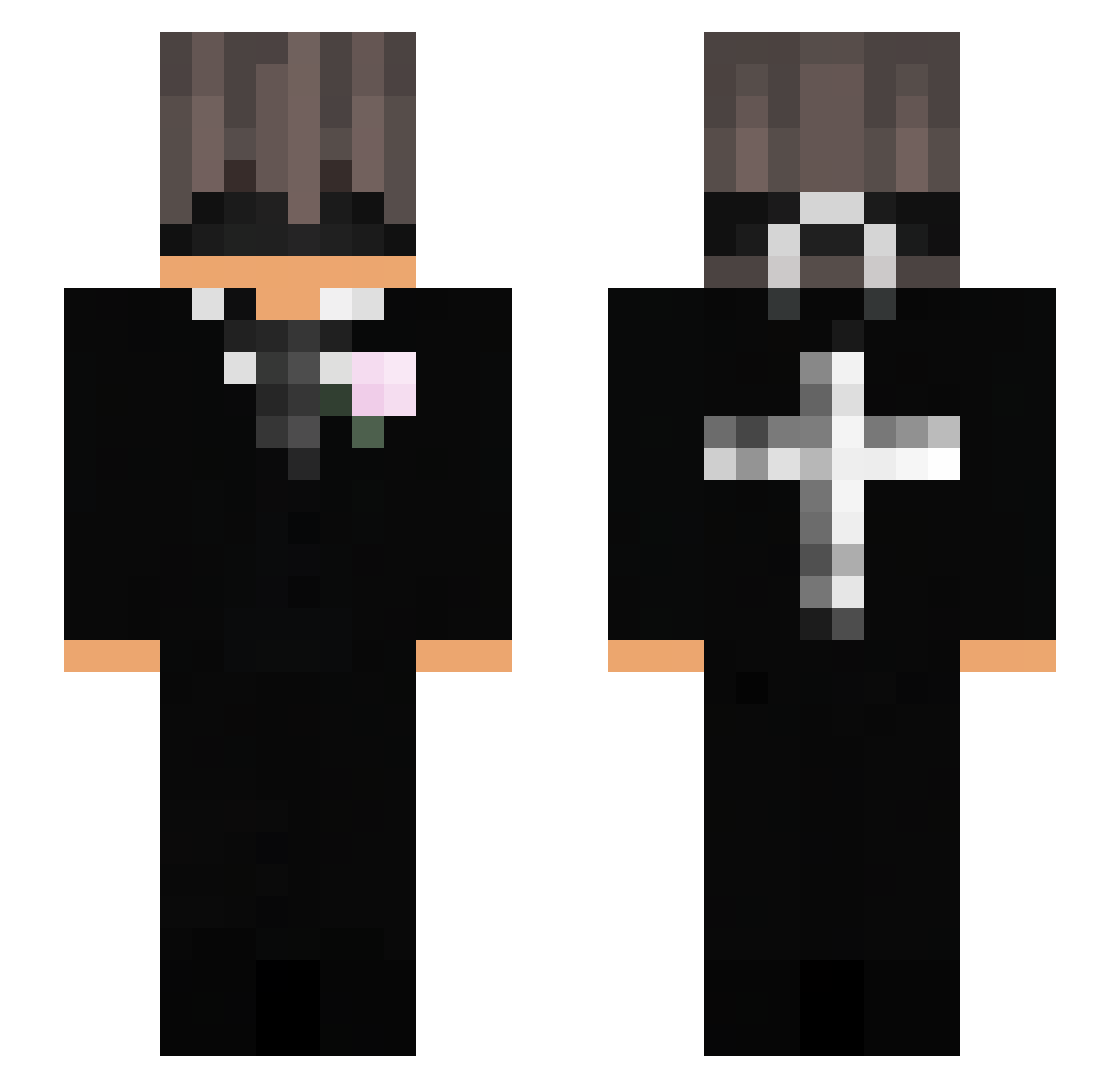 GloriousFoxy Minecraft skin, front and back view