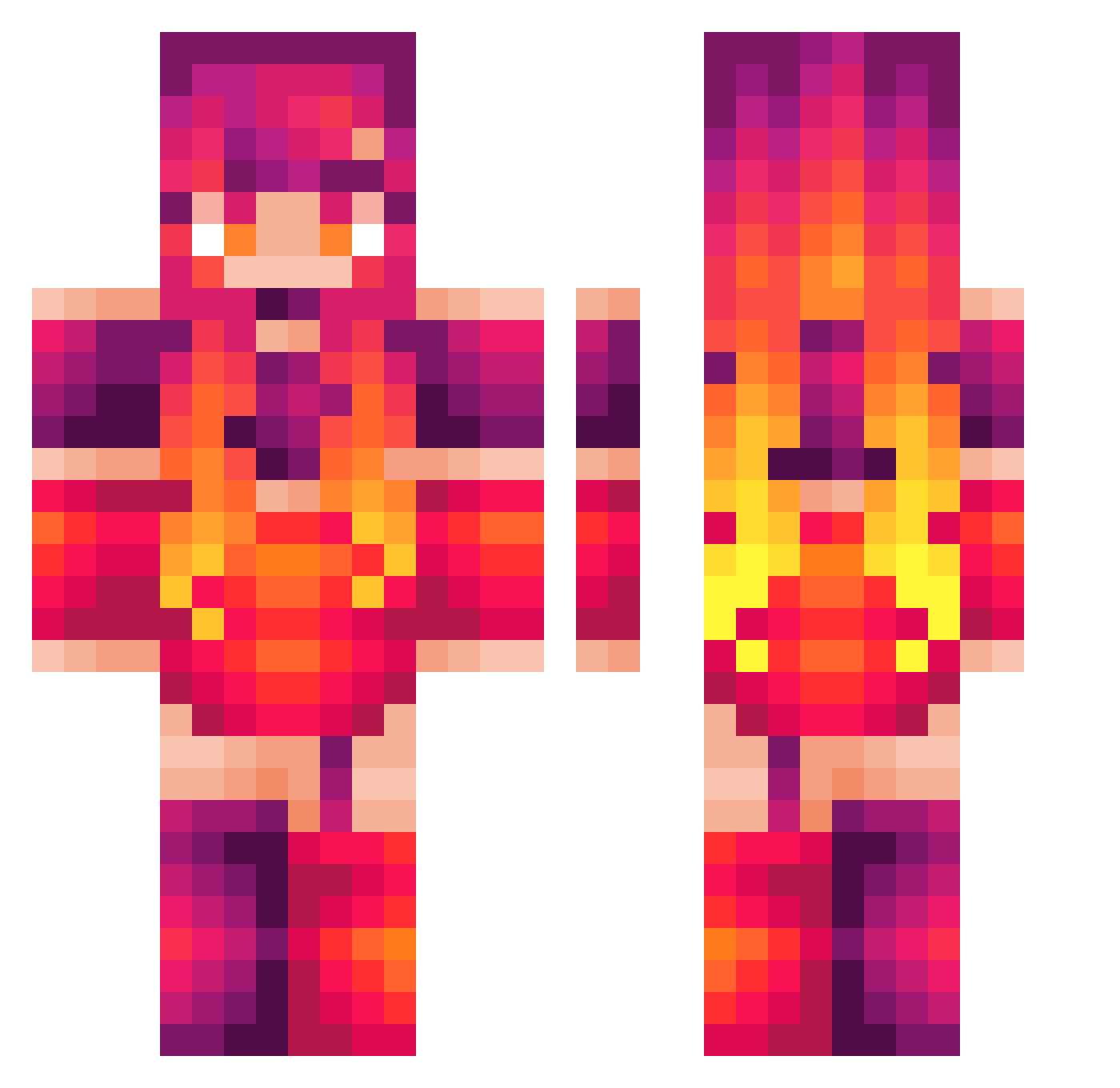 Maddoots Minecraft skin, front and back view