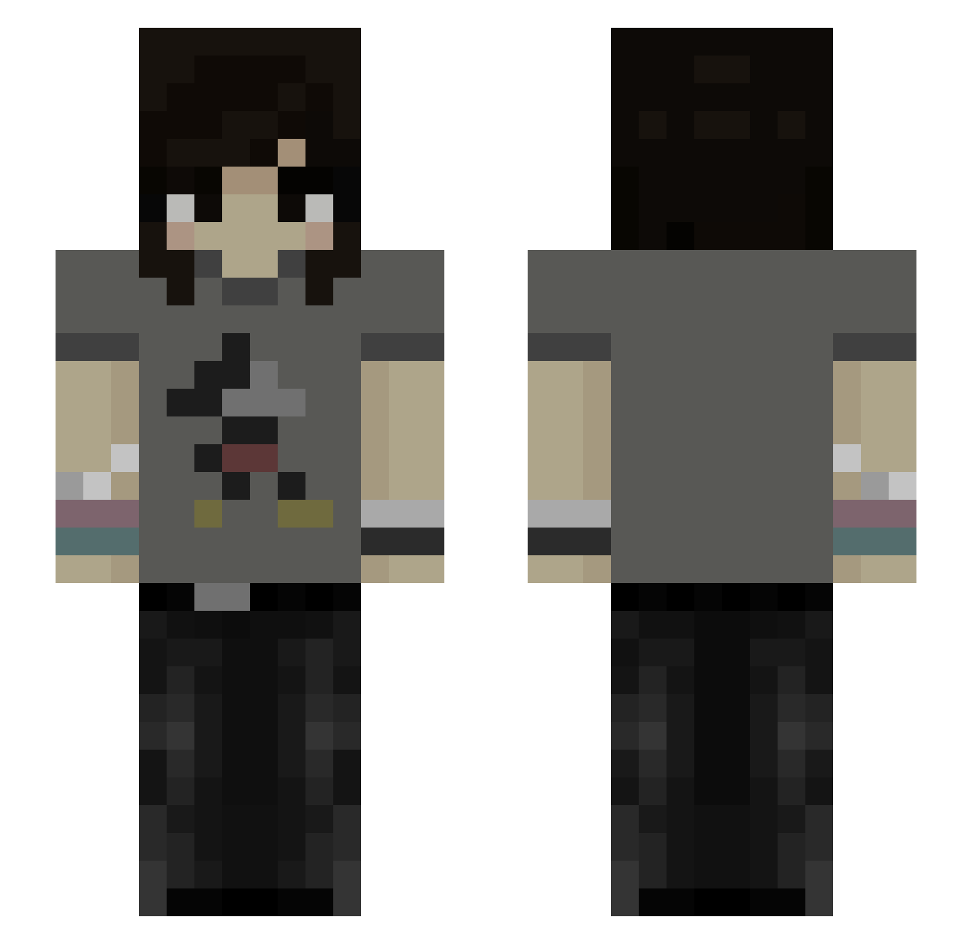 Whisk3yKid Minecraft skin, front and back view