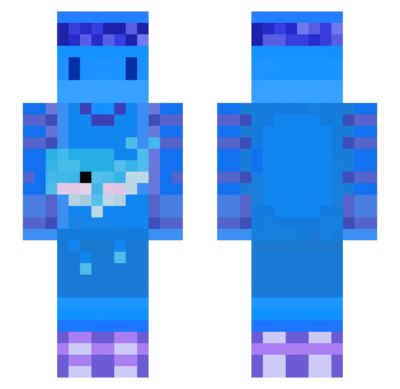 StarrNode Minecraft skin, front and back view