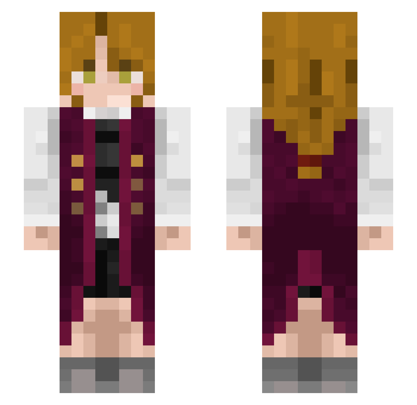 Razdolbayoleg Minecraft skin, front and back view
