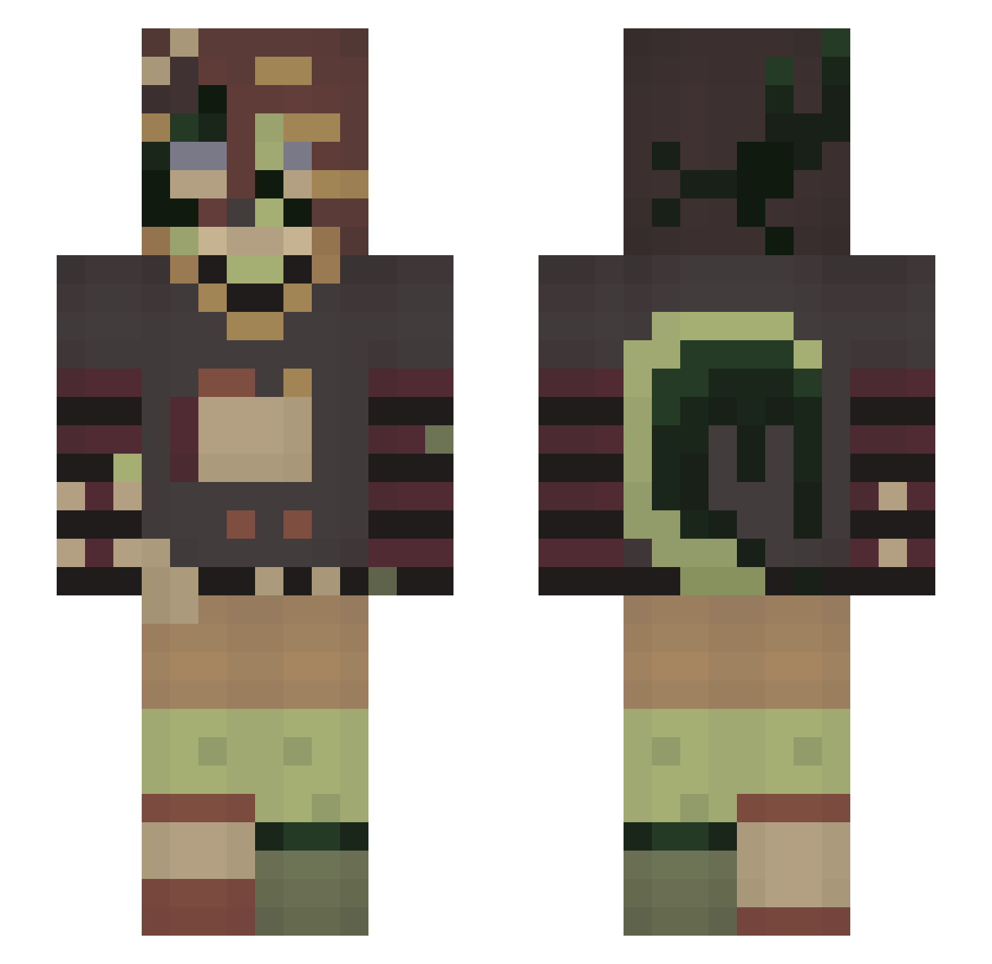 gnashfangs Minecraft skin, front and back view