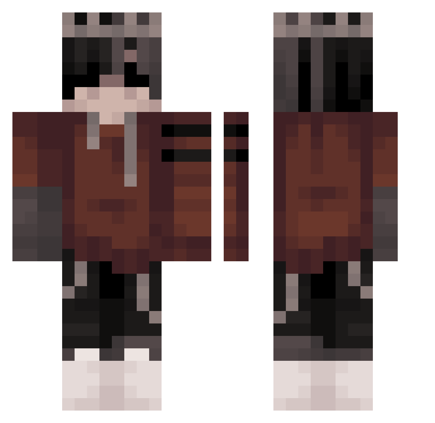 DrTacher Minecraft skin, front and back view