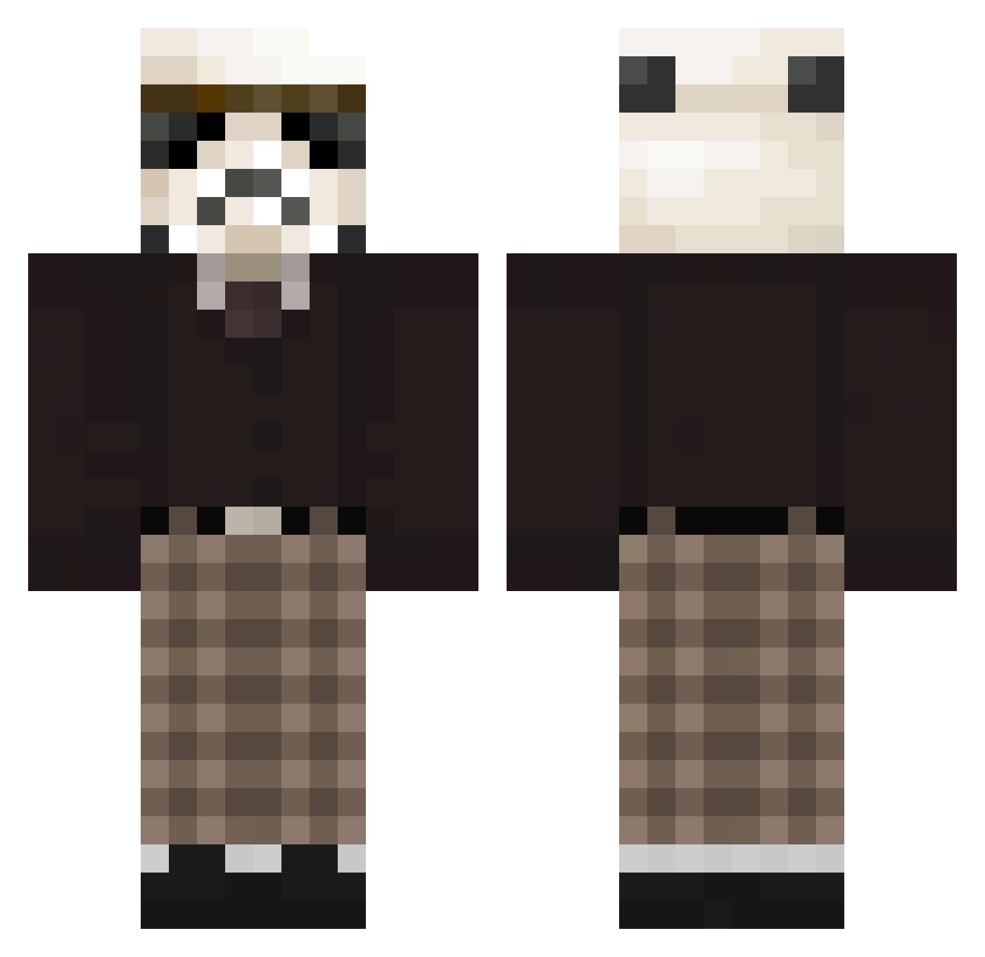 Adsoots Minecraft skin, front and back view