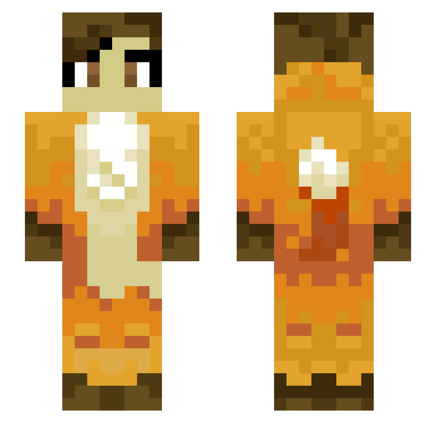 Tuxology Minecraft skin, front and back view