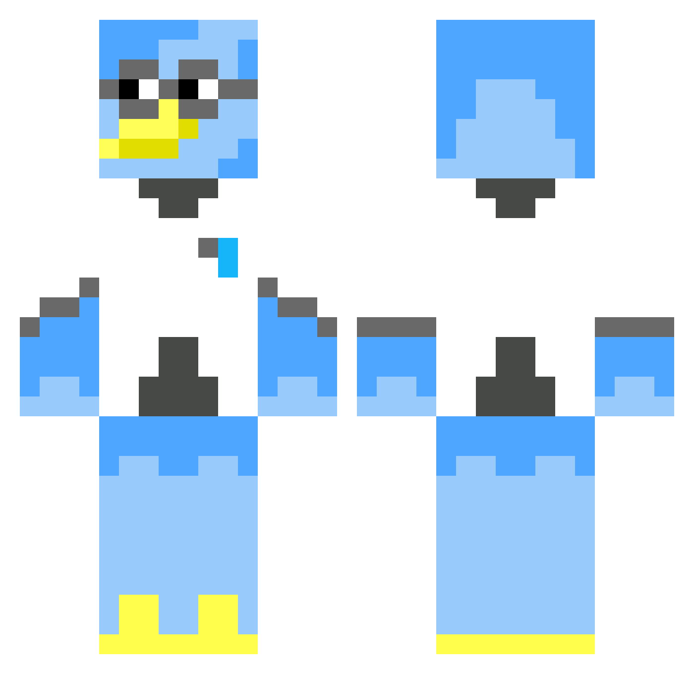 Taphl0k Minecraft skin, front and back view