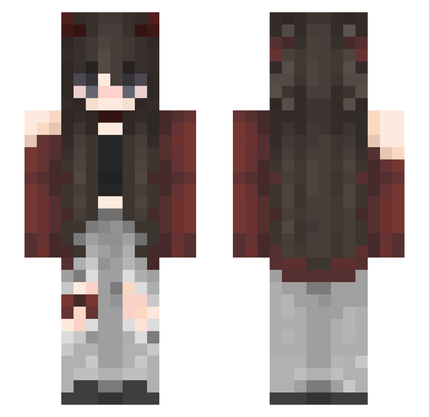 viewzhen Minecraft skin, front and back view