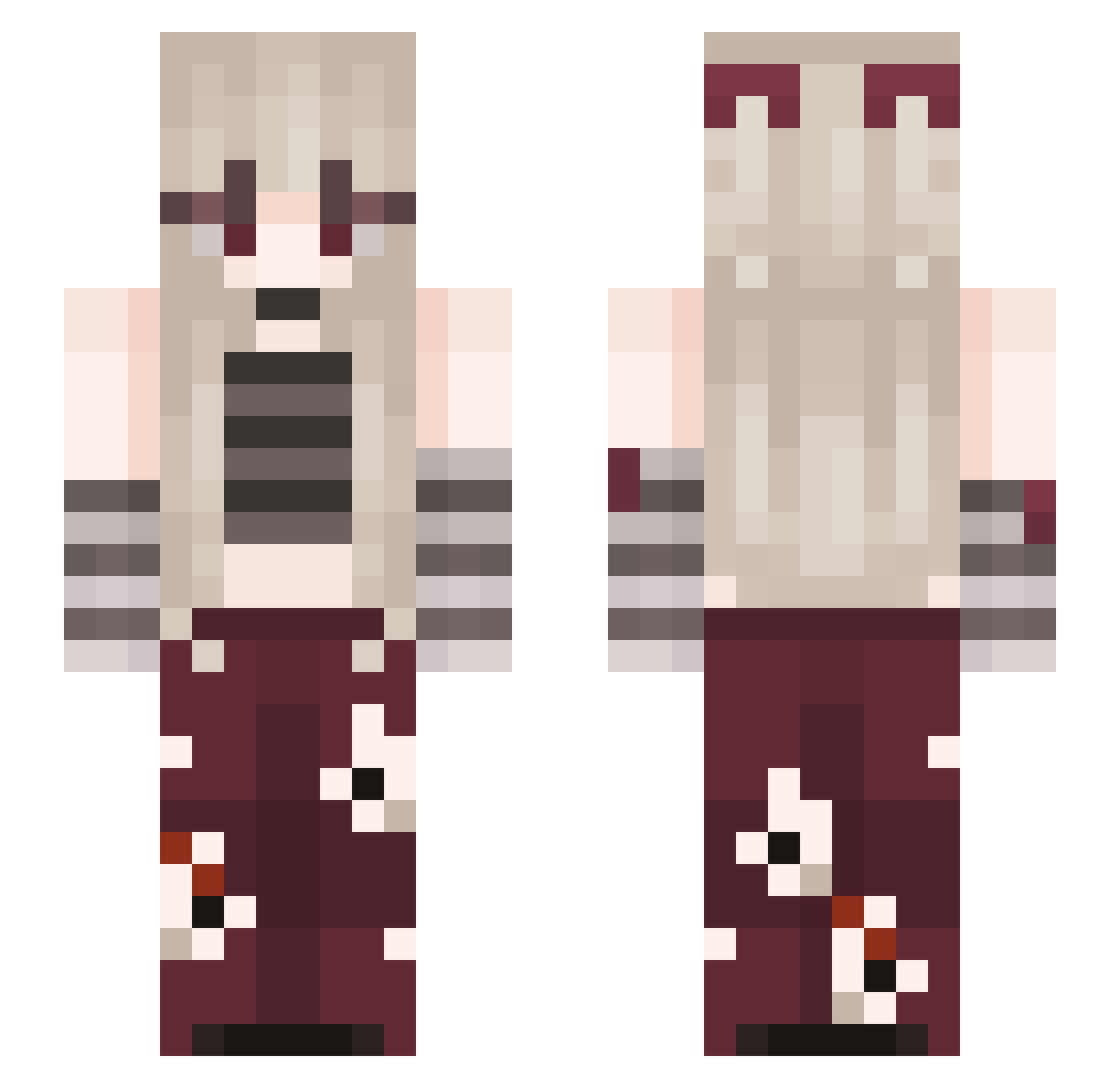 Wendivia Minecraft skin, front and back view