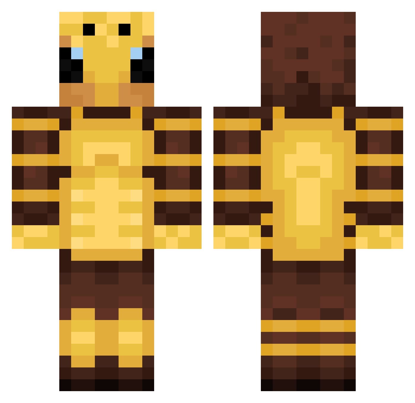 TopKils Minecraft skin, front and back view