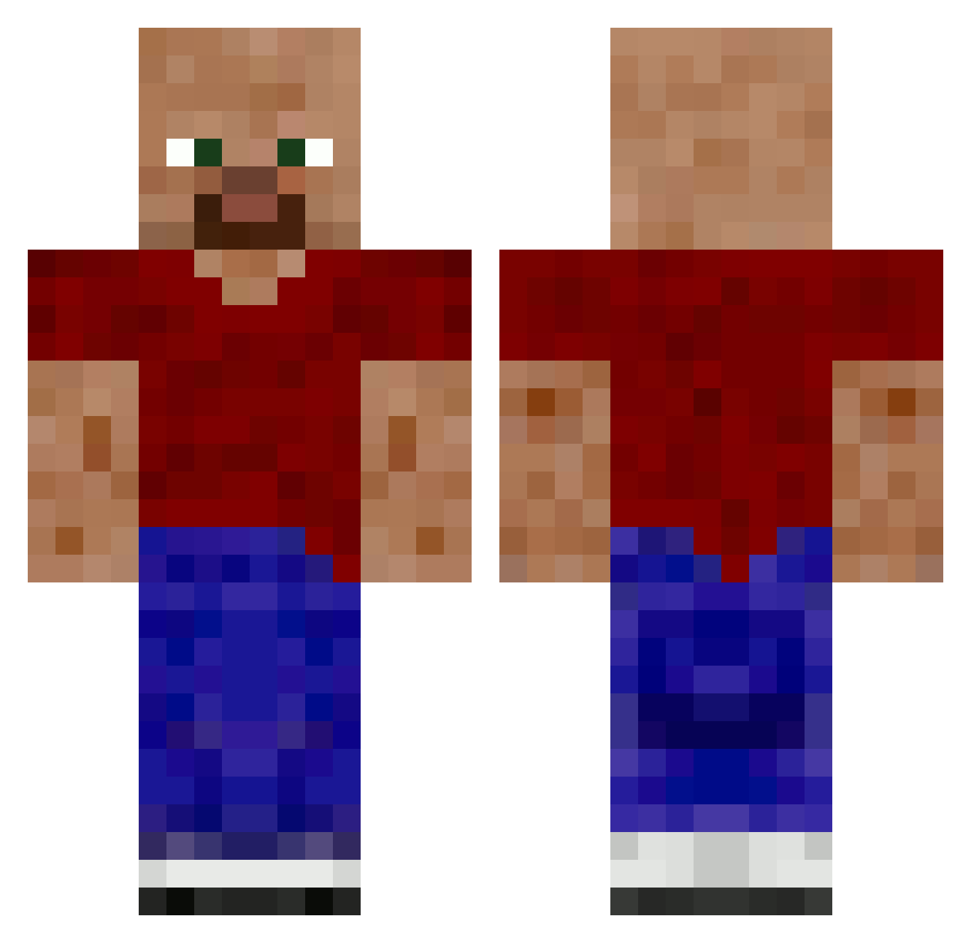 sphery Minecraft skin, front and back view