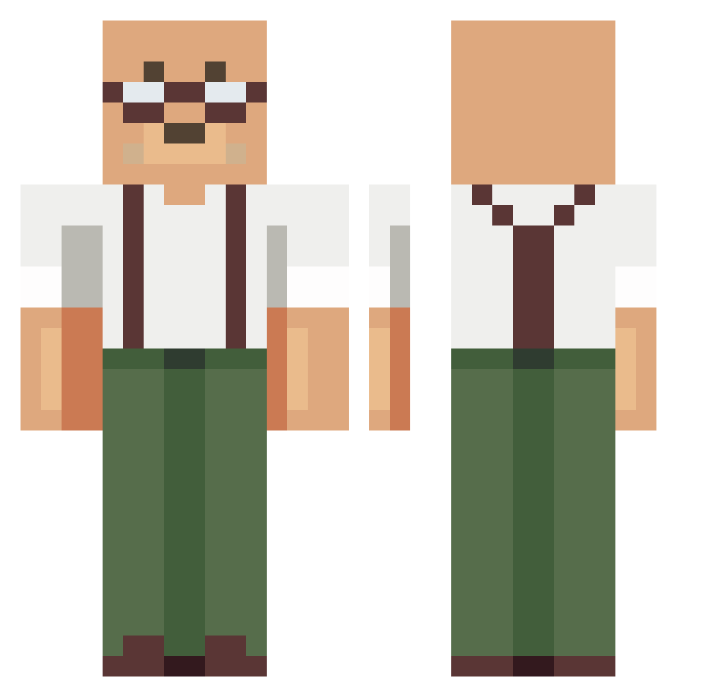 onkelmuck Minecraft skin, front and back view