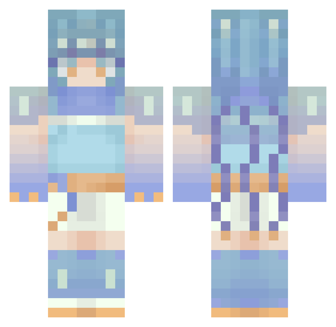 ColourlessGlass Minecraft skin, front and back view