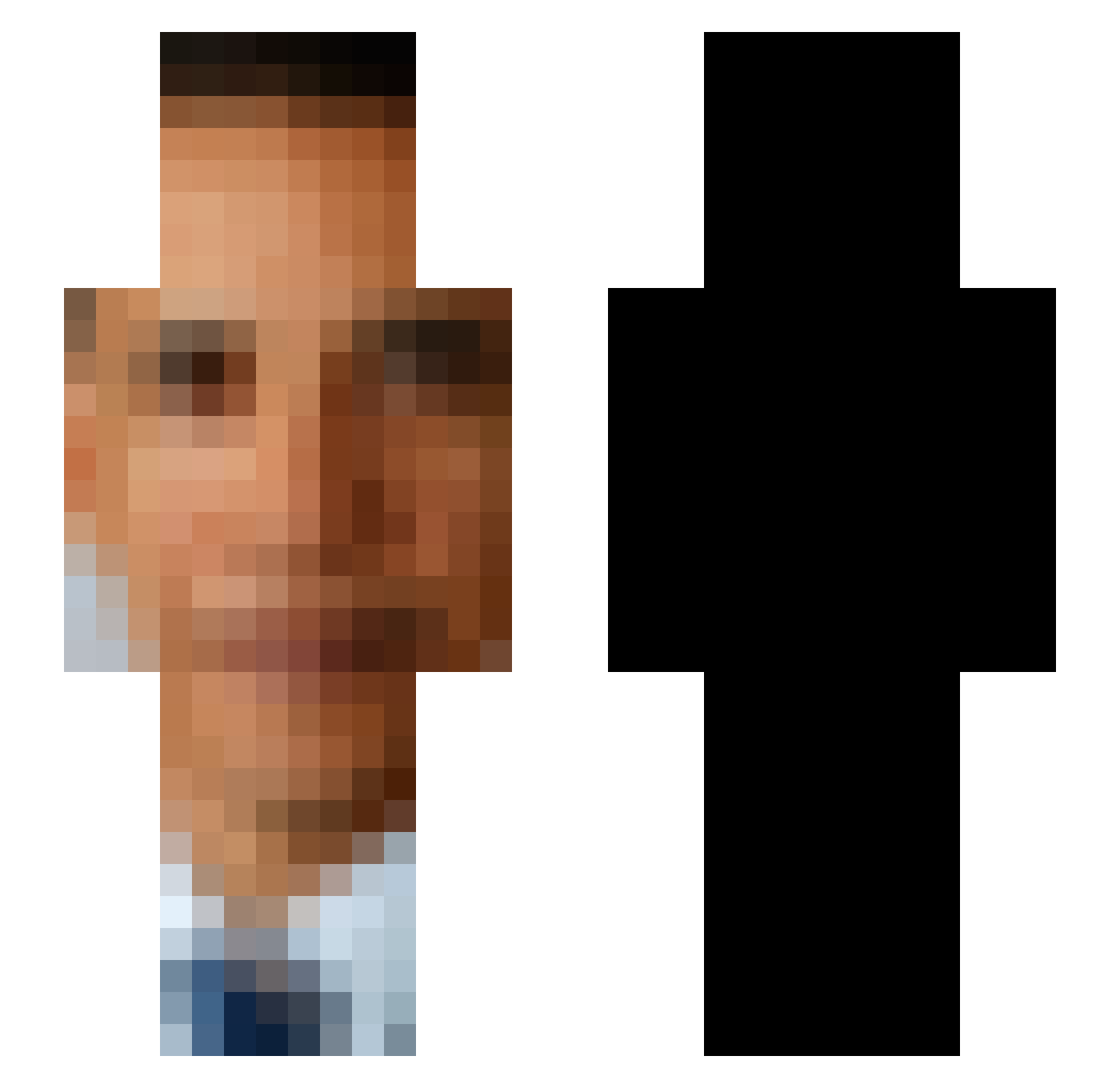 Bl0ckObama Minecraft skin, front and back view