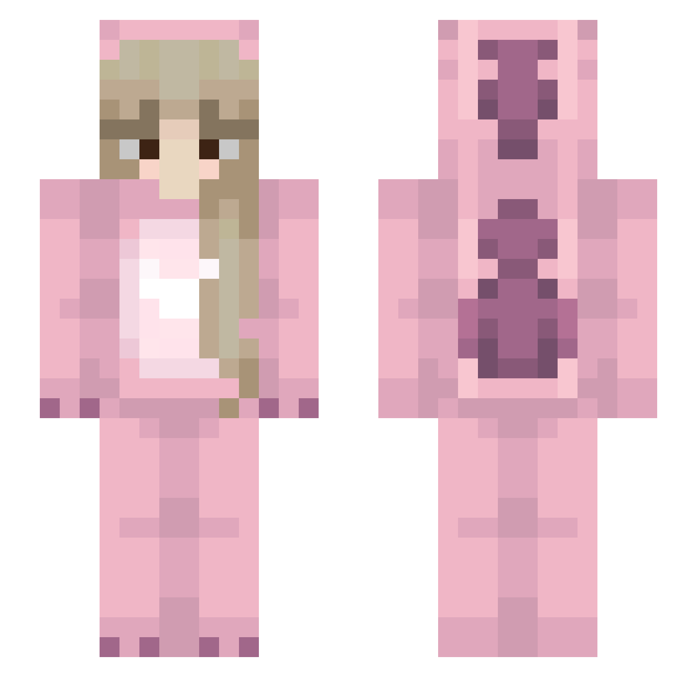 Buuuubo Minecraft skin, front and back view