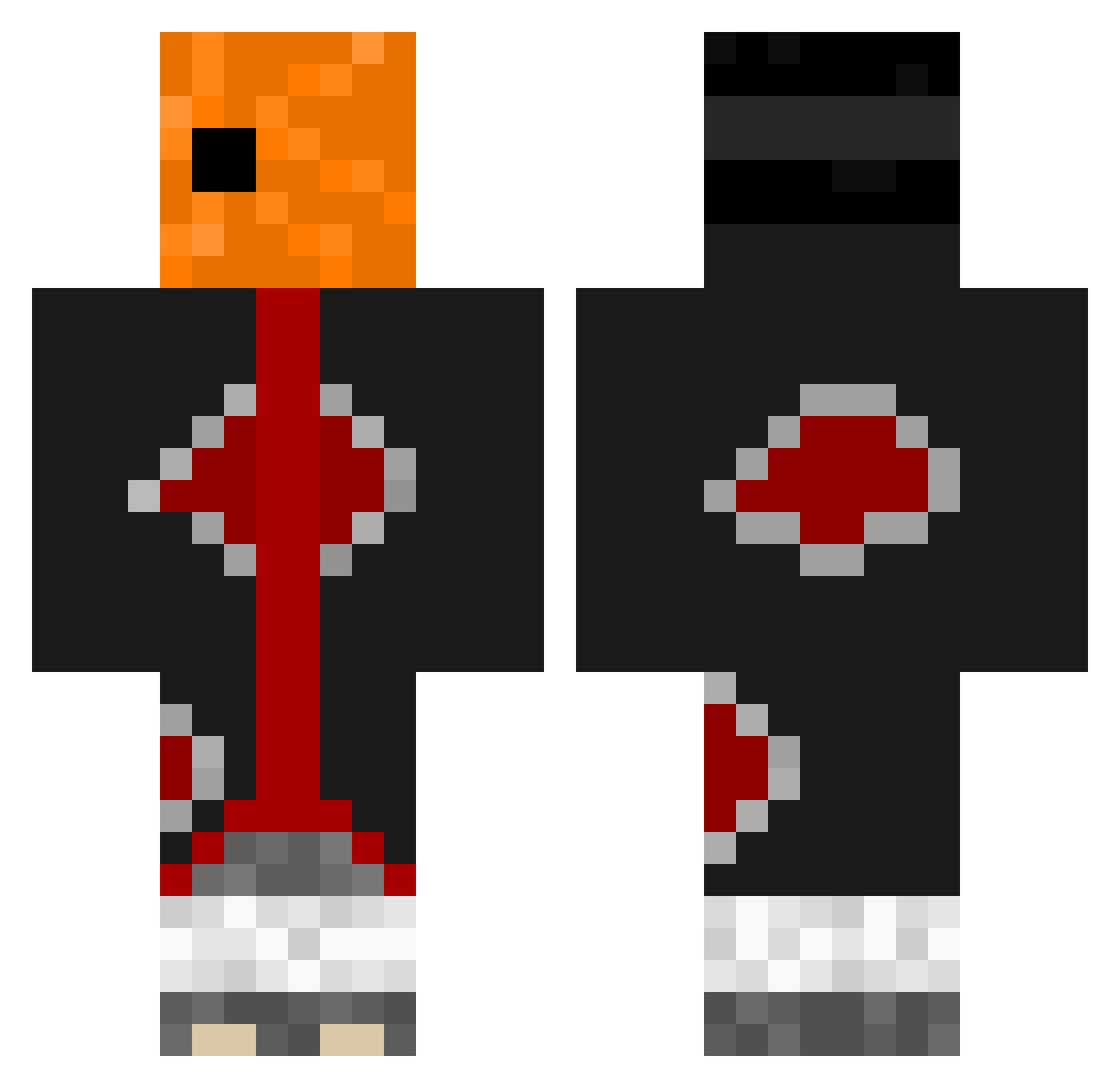 Snackbah Minecraft skin, front and back view