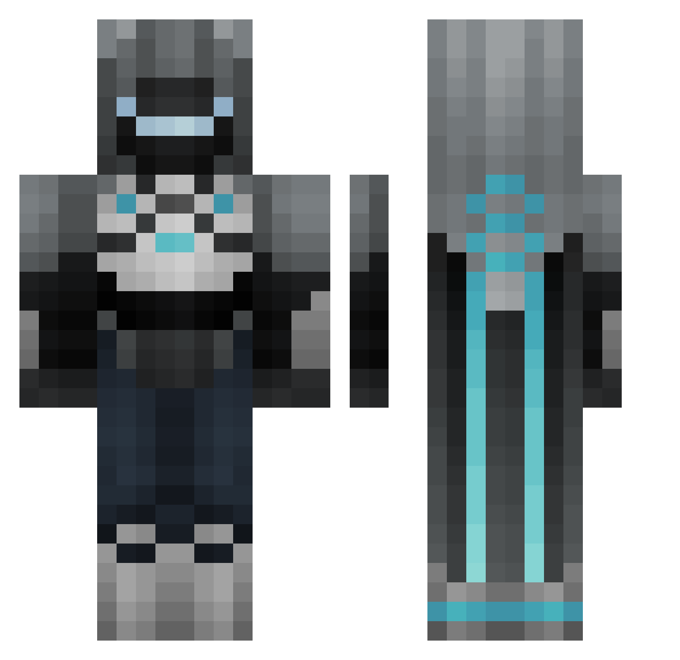 TikaBlue13 Minecraft skin, front and back view