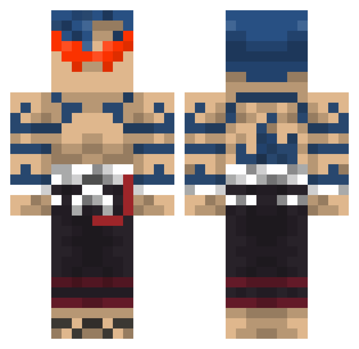 Yugopop000 Minecraft skin, front and back view