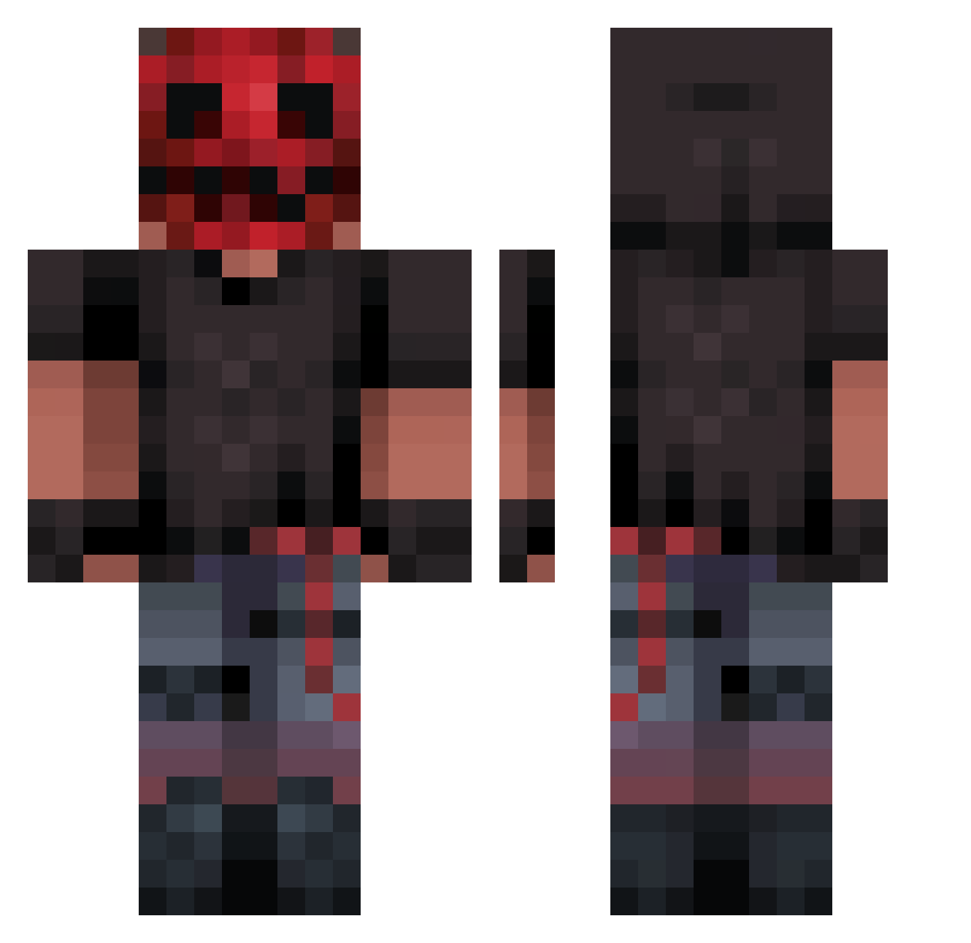 Boofixx Minecraft skin, front and back view
