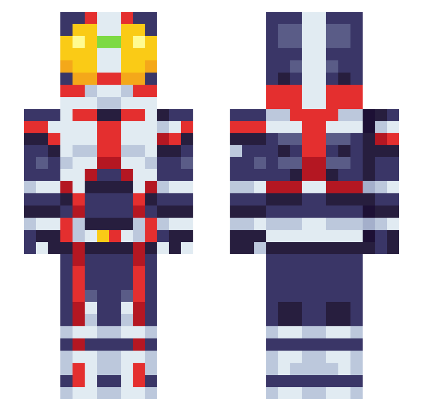 Quacroissant Minecraft skin, front and back view