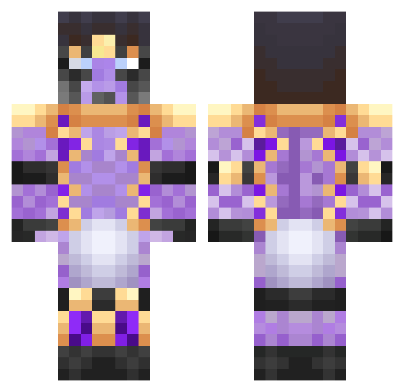 xensira Minecraft skin, front and back view