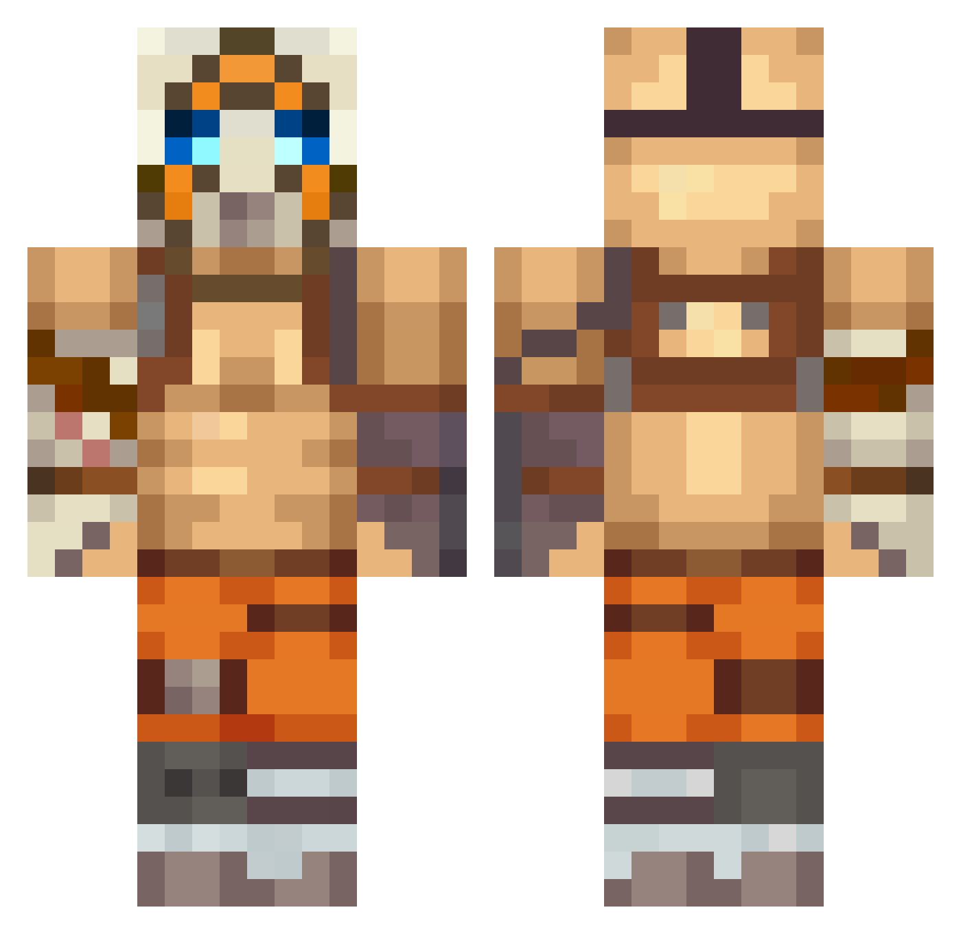 FiftyCalWarrior Minecraft skin, front and back view