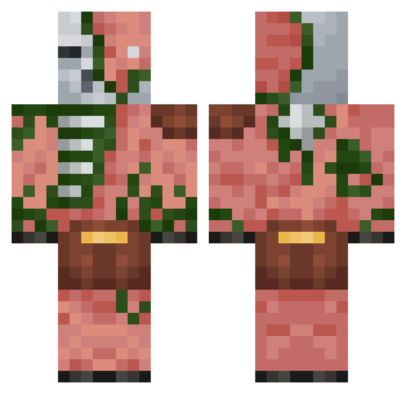 Dungeooon_quest Minecraft skin, front and back view