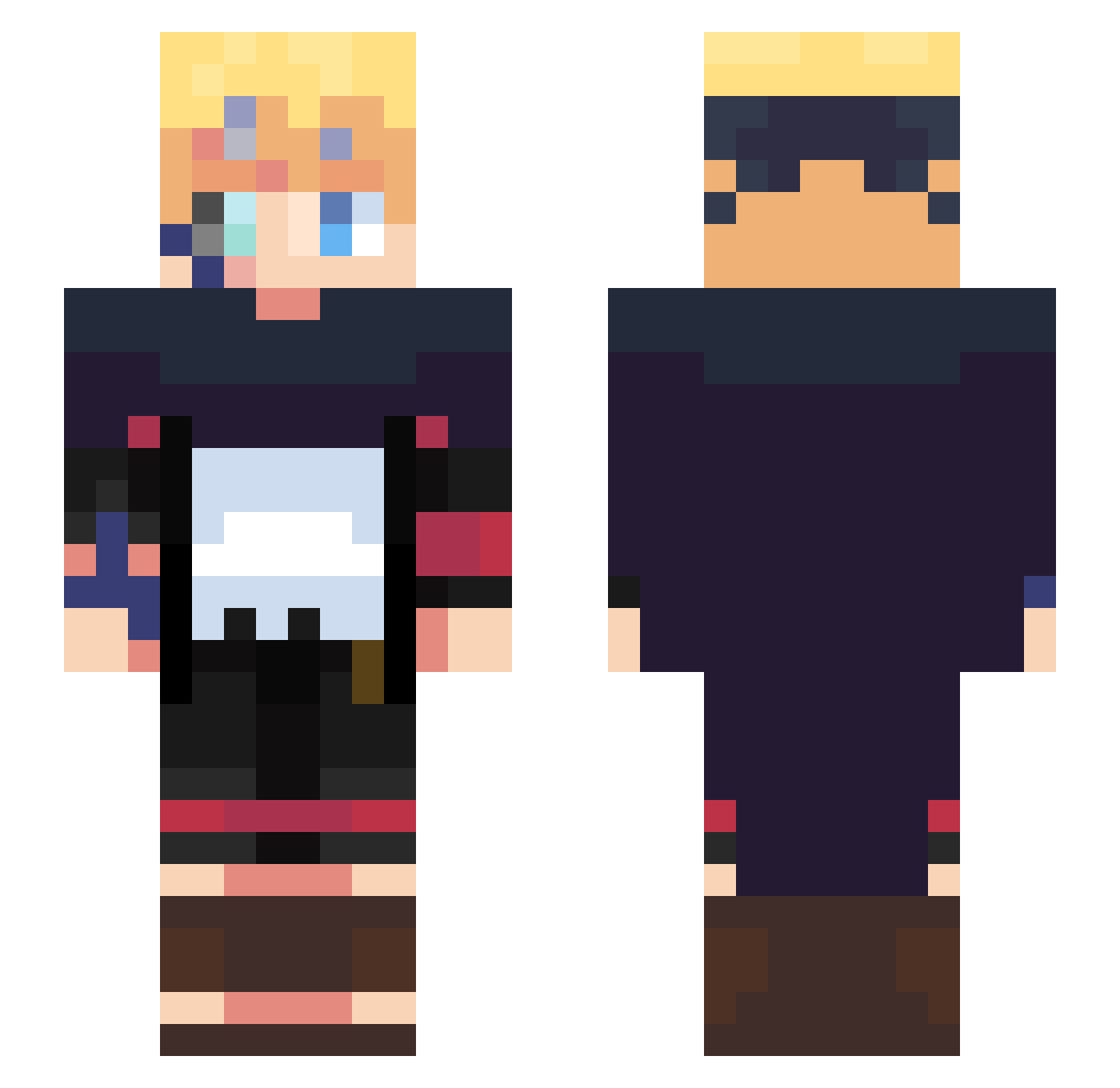 Troads Minecraft skin, front and back view