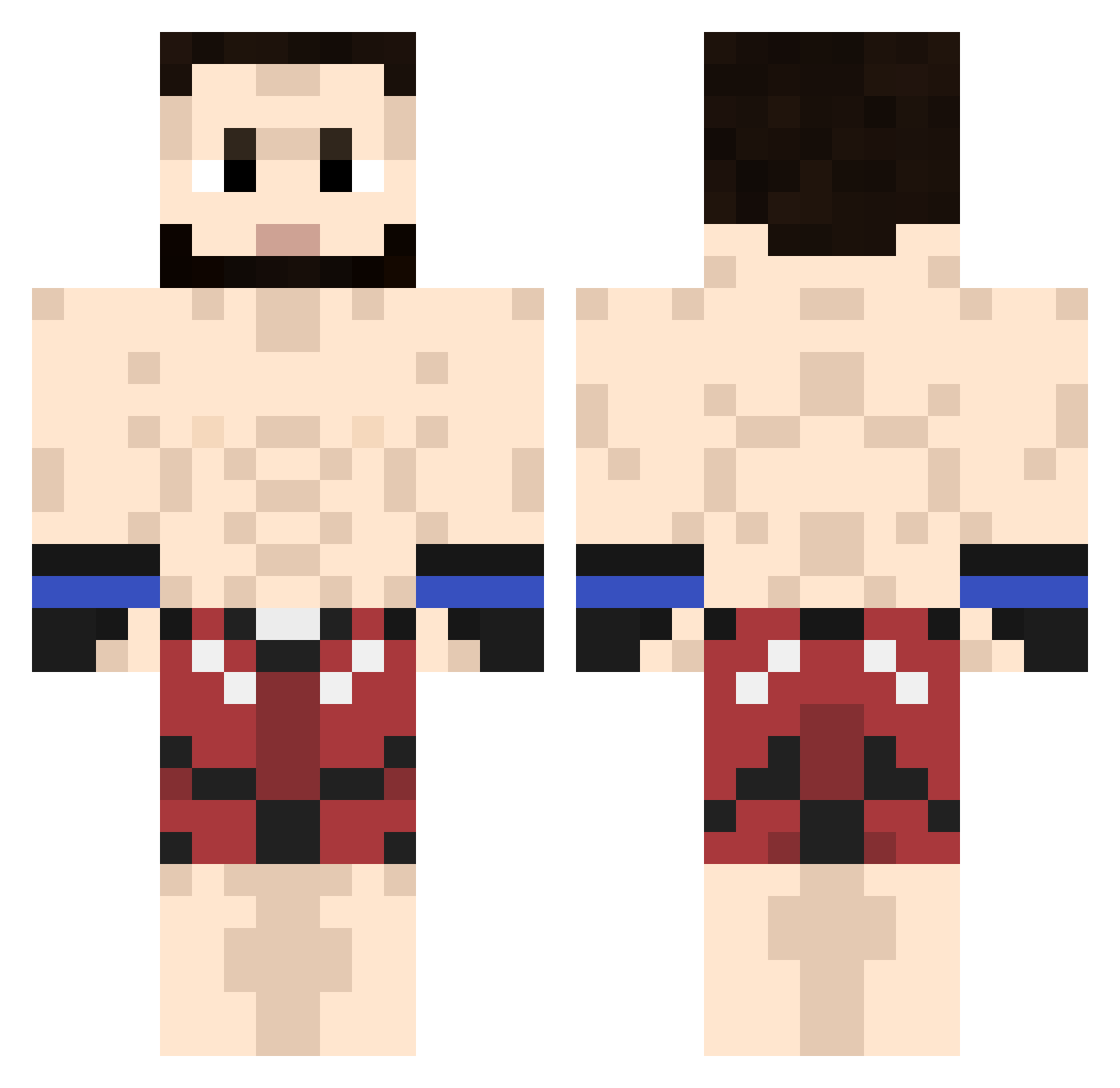 krasnya Minecraft skin, front and back view