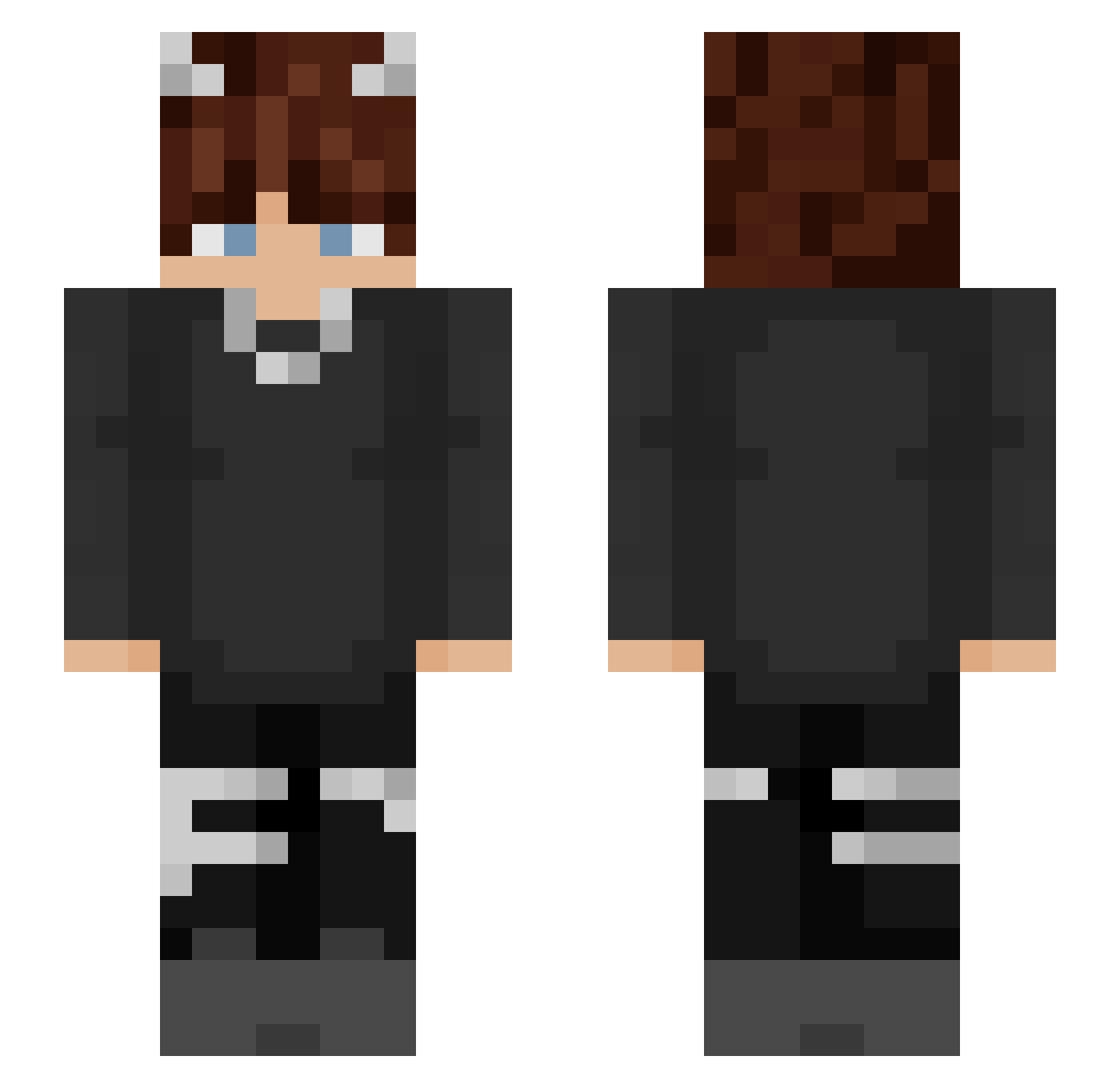 Midniqht Minecraft skin, front and back view