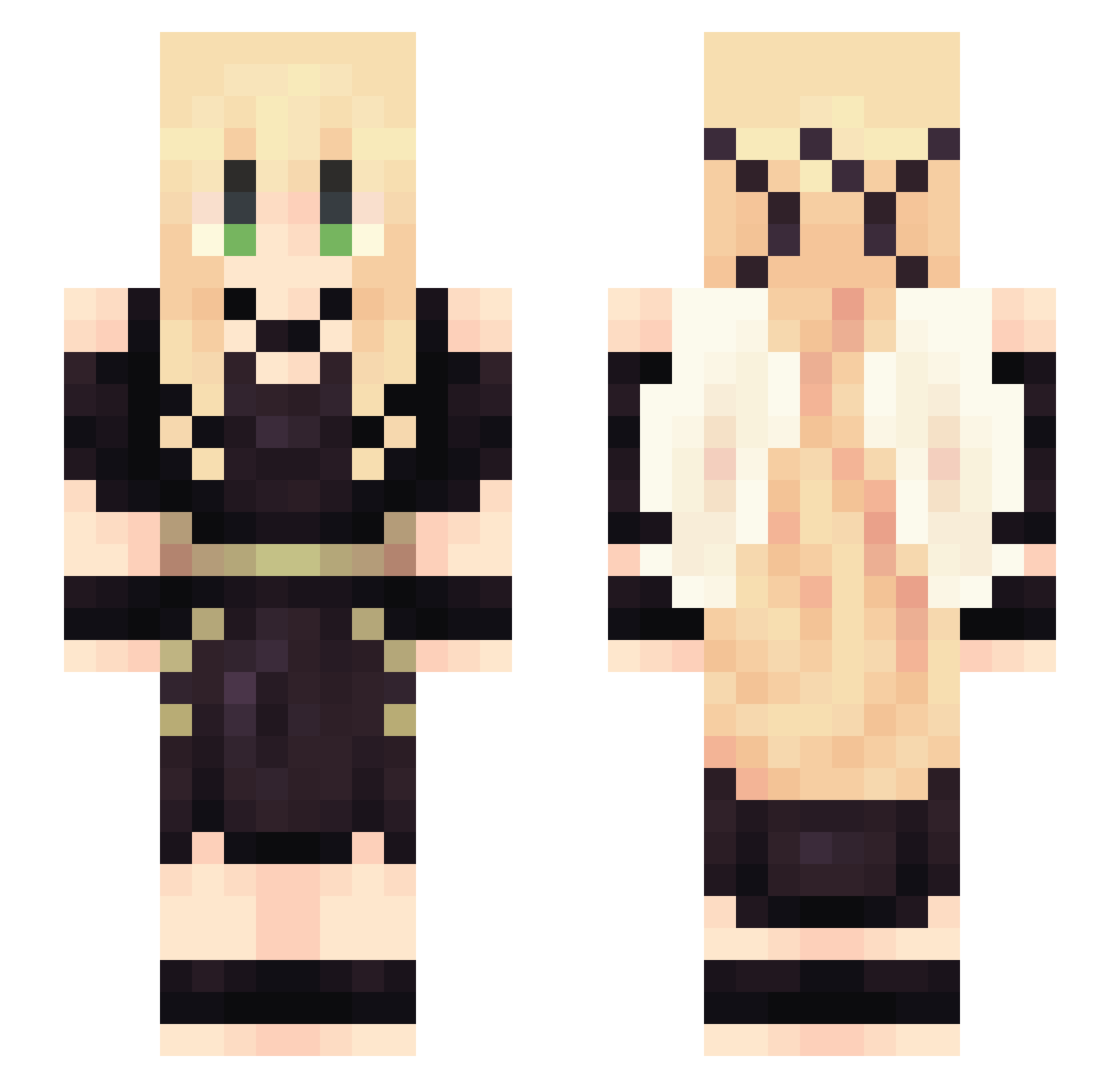 PenguFF Minecraft skin, front and back view