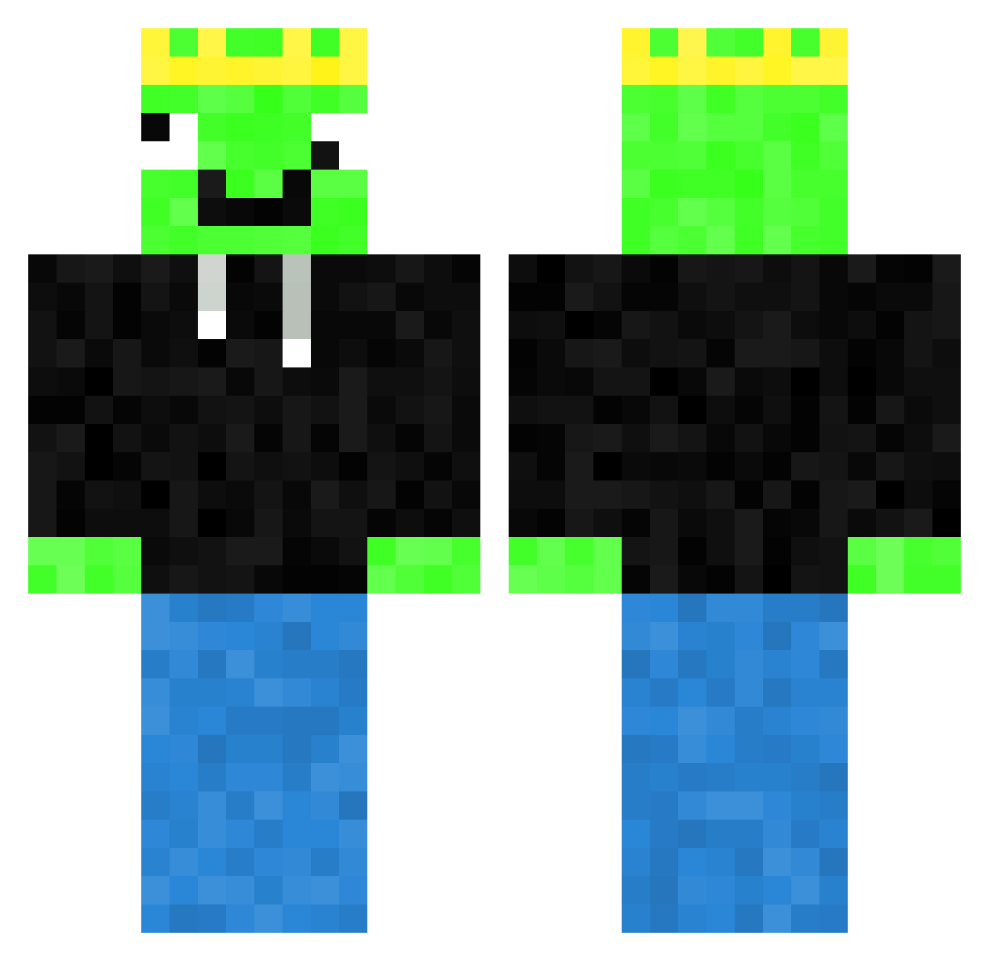 DeadMonaLisa Minecraft skin, front and back view